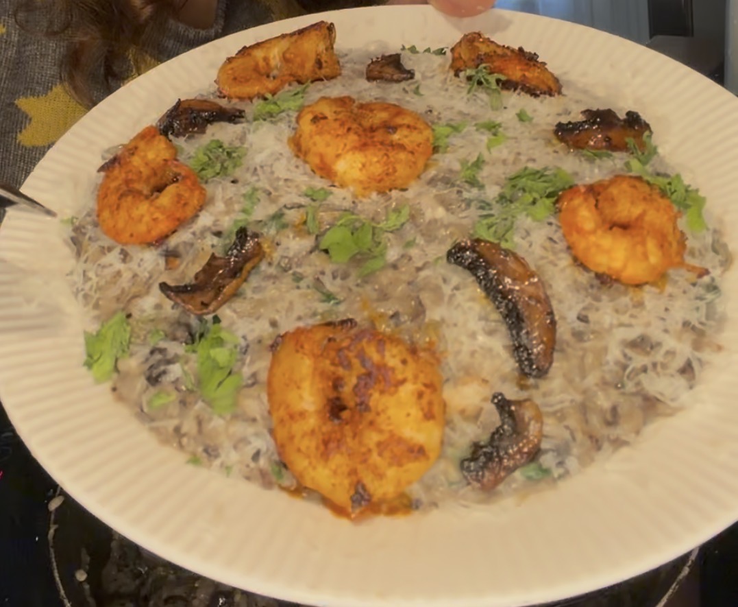 Risotto crevettes, poireaux & champignons (citron, crème légère) – onctueux, rapide, familial