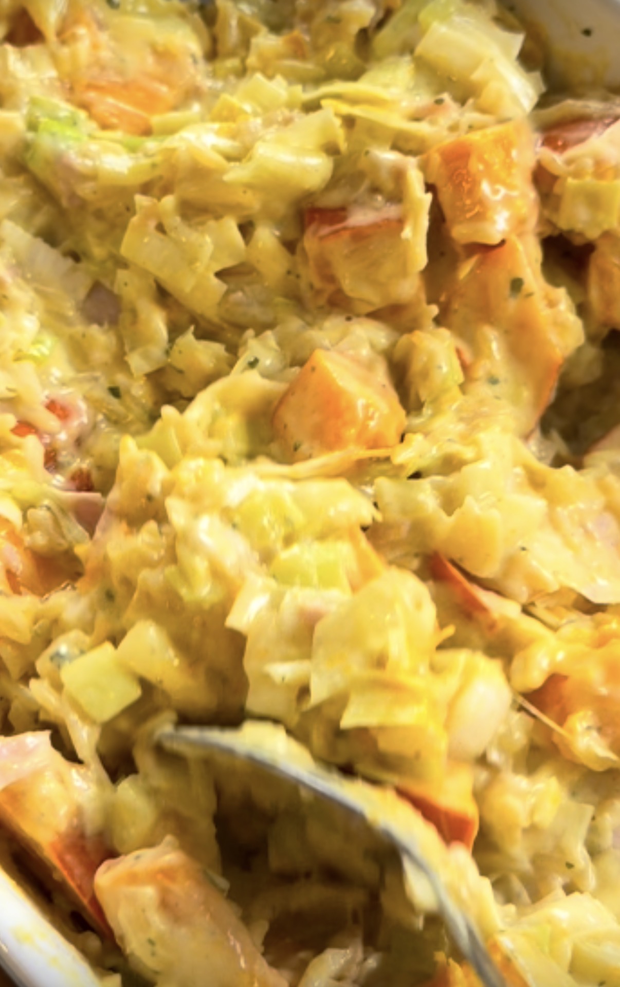 One pot orzo au potimarron, poireaux et jambon (version au four)