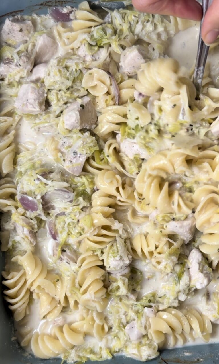 Pâtes poulet–poireaux au Boursin (plat au four ultra crémeux)