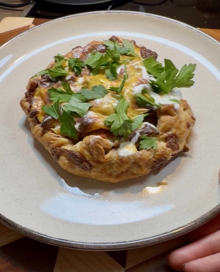 Tartelettes feuilletées champignons, bacon & chèvre