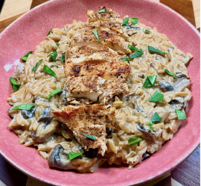 Orzo crémeux aux champignons & poulet