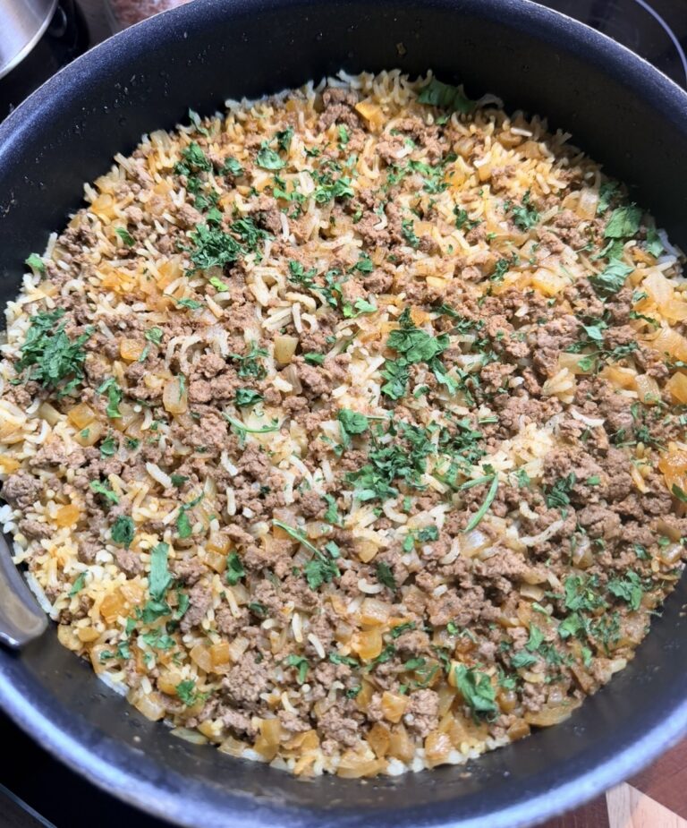 Riz au bœuf épicé façon shawarma & chutney de mangue