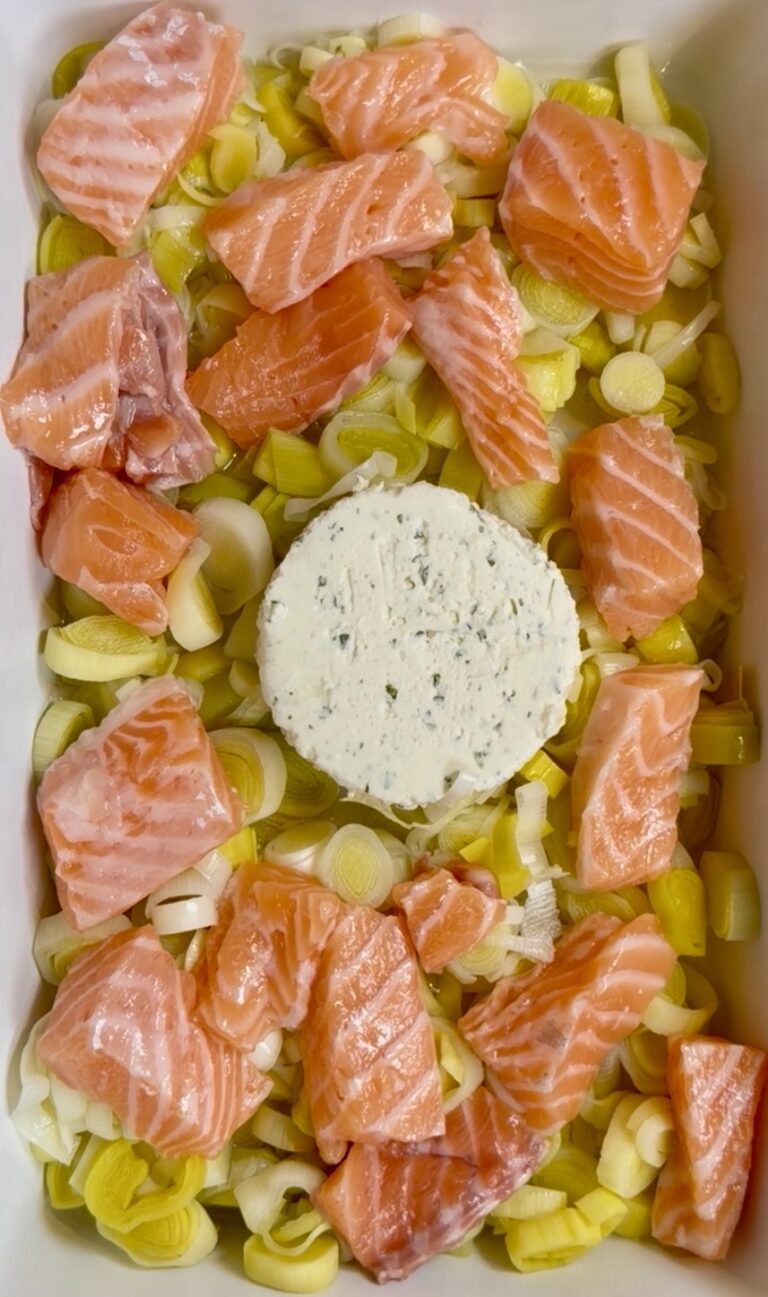 Poireaux, saumon au Boursin