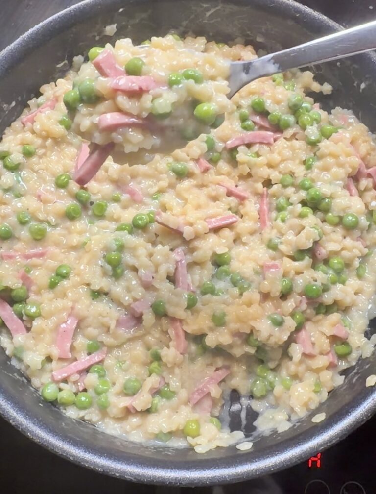 pâtes crémeuses jambon & petits pois