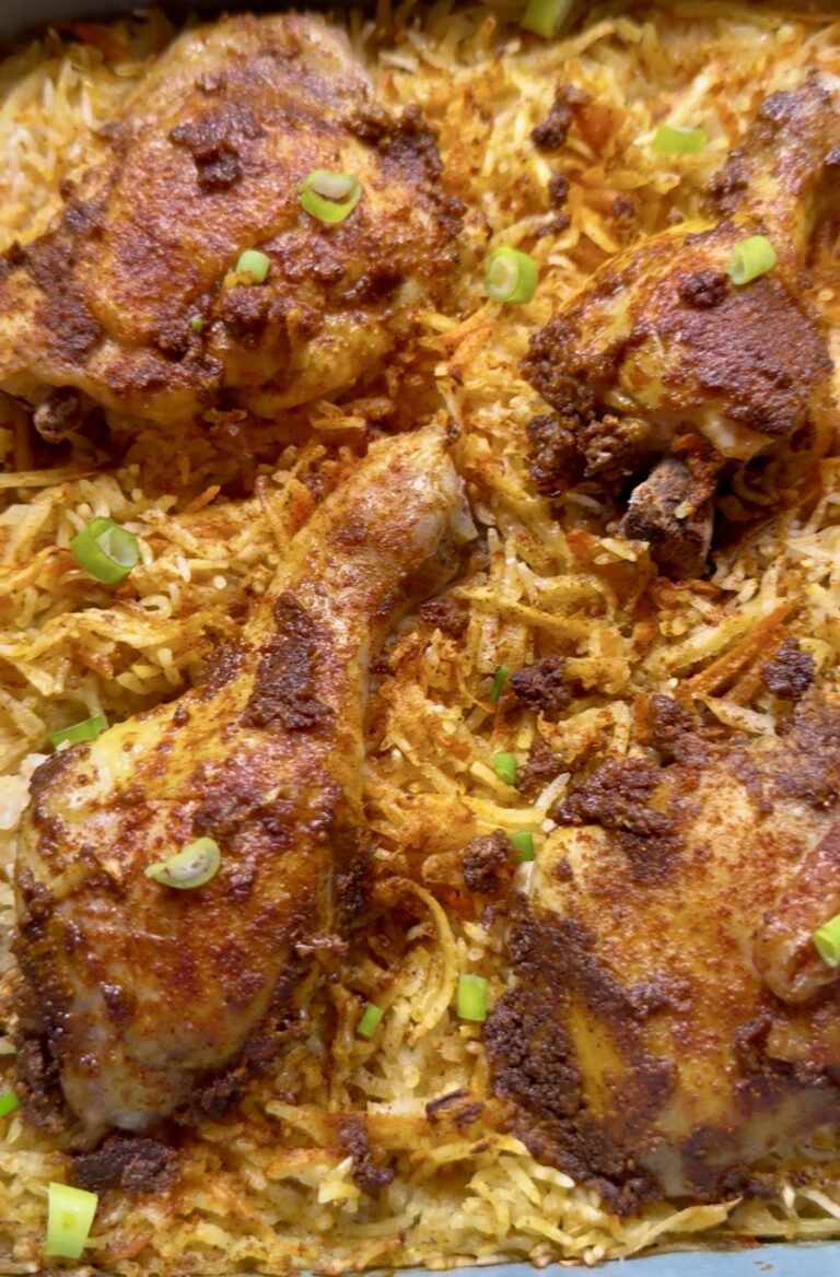 poulet au four, riz fondant & légumes râpés